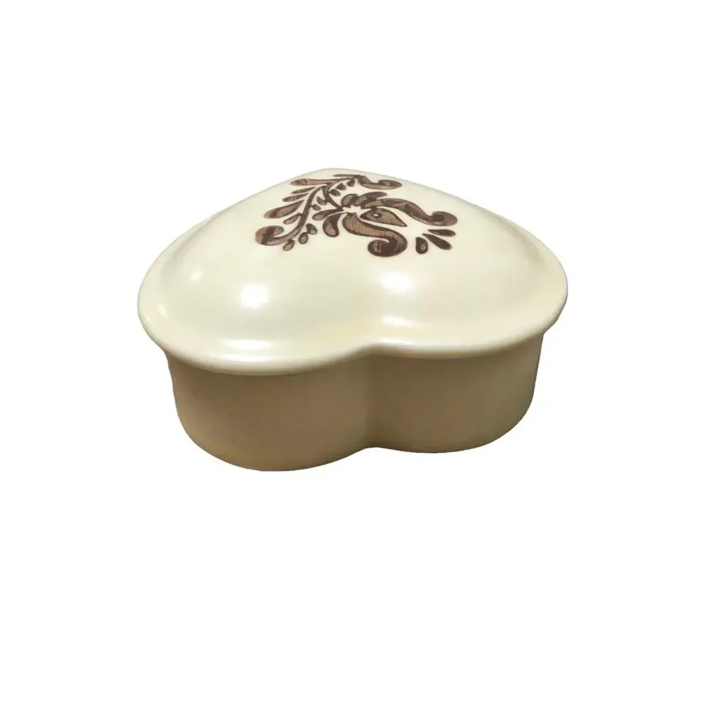 Vintage Pfaltzfraff Yellow Brown Hand Painted Heart Trinket Box
